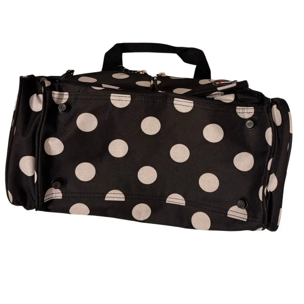 Rockland Black/White Polka Dot Duffel Travel Bag 18x10x8.5